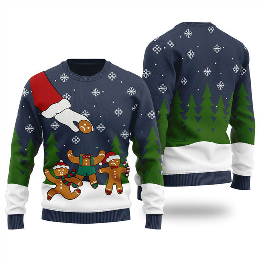 Nice Gingerbread Mens Holiday Sweater Navy - Funny Ugly Christmas Sweater