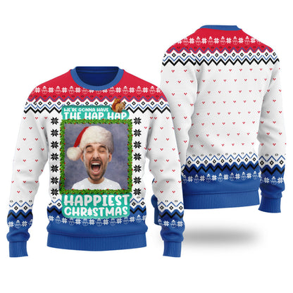 Hap Hap Happiest Christmas Custom Ugly Christmas Sweater Royal - Funny Ugly Christmas Sweater