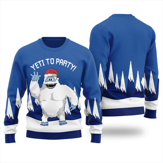 Naughty Yeti To Party Holiday Sweater Women Royal