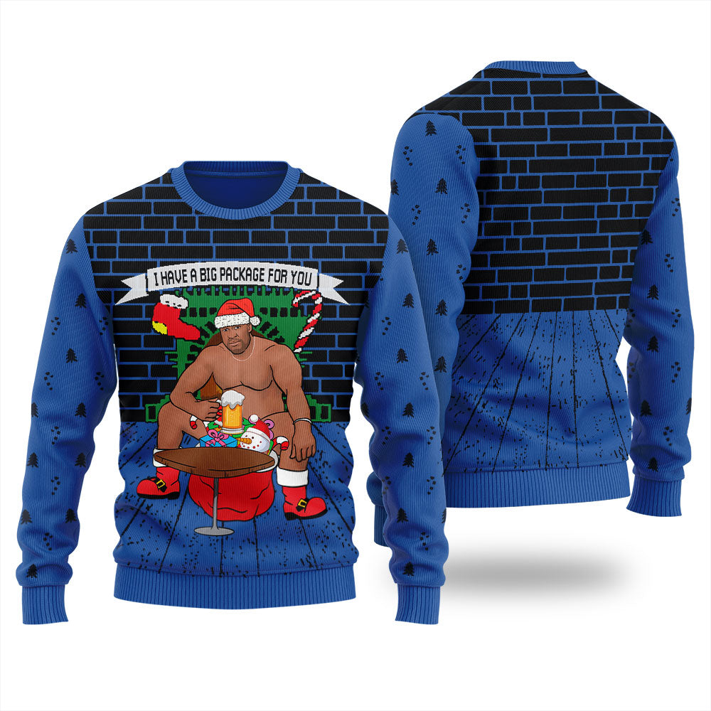 I Have A Big Package For You Barry Wood Mens Xmas Sweaters Royal