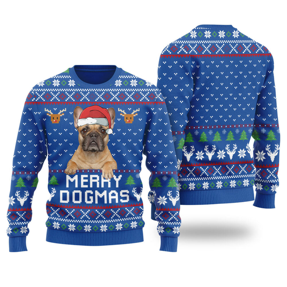 Merry Dogmas Custom Dog Christmas Sweater Royal - Funny Ugly Christmas Sweater