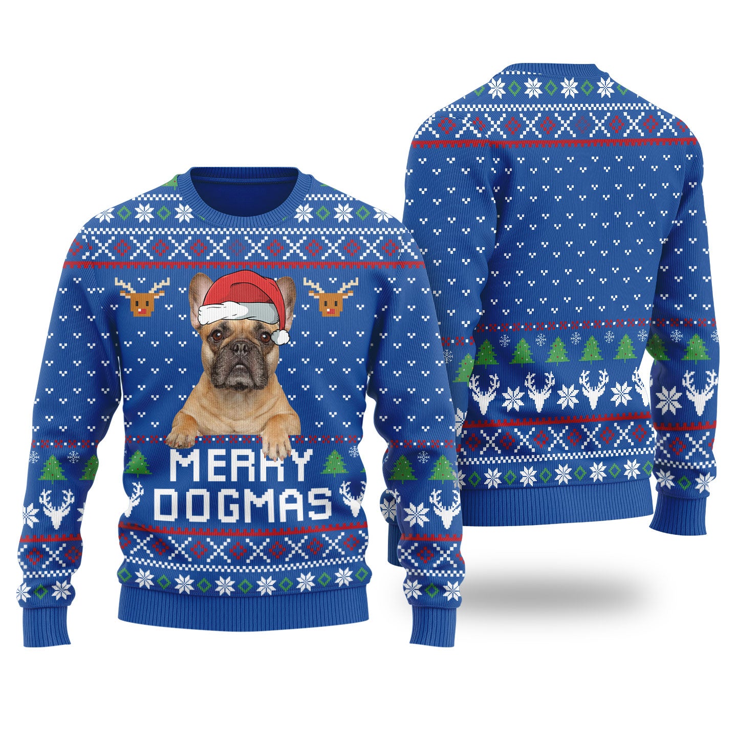 Merry Dogmas Custom Dog Christmas Sweater Royal - Funny Ugly Christmas Sweater