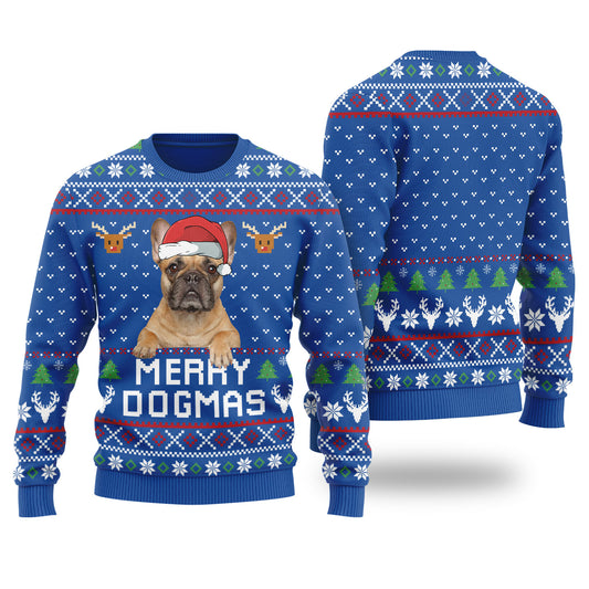 Merry Dogmas Custom Dog Christmas Sweater Royal - Funny Ugly Christmas Sweater