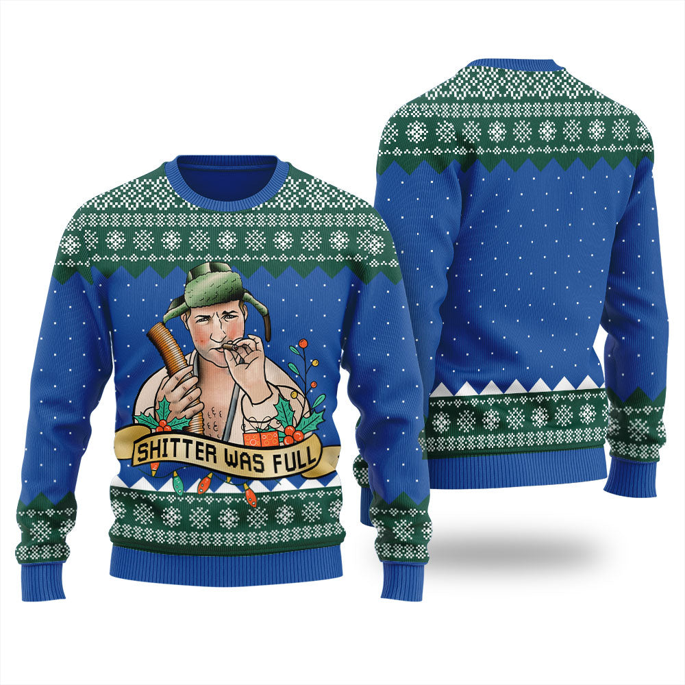 Christmas Vacation Shitters Full Men's Ugly Xmas Sweaters Royal
