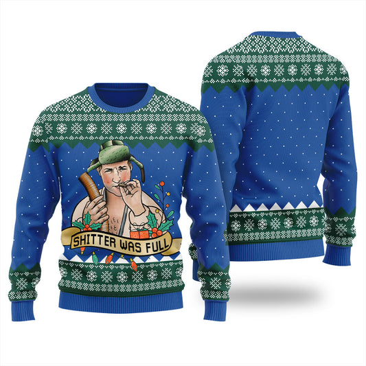 Christmas Vacation Shitters Full Womens Ugly Xmas Sweater Royal