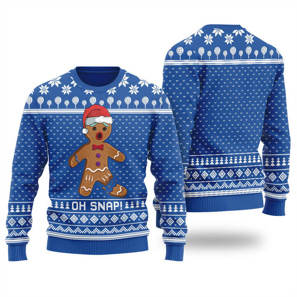 Royal Unique Oh Snap Gingerbread Ugly Xmas Sweater - Funny Ugly Christmas Sweater