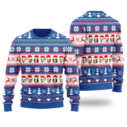Custom Family Matching Custom Ugly Sweater Royal - Funny Ugly Christmas Sweater