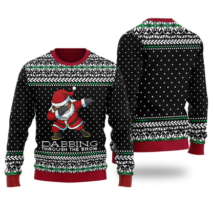 Black Santa Ugly Christmas Sweater Black