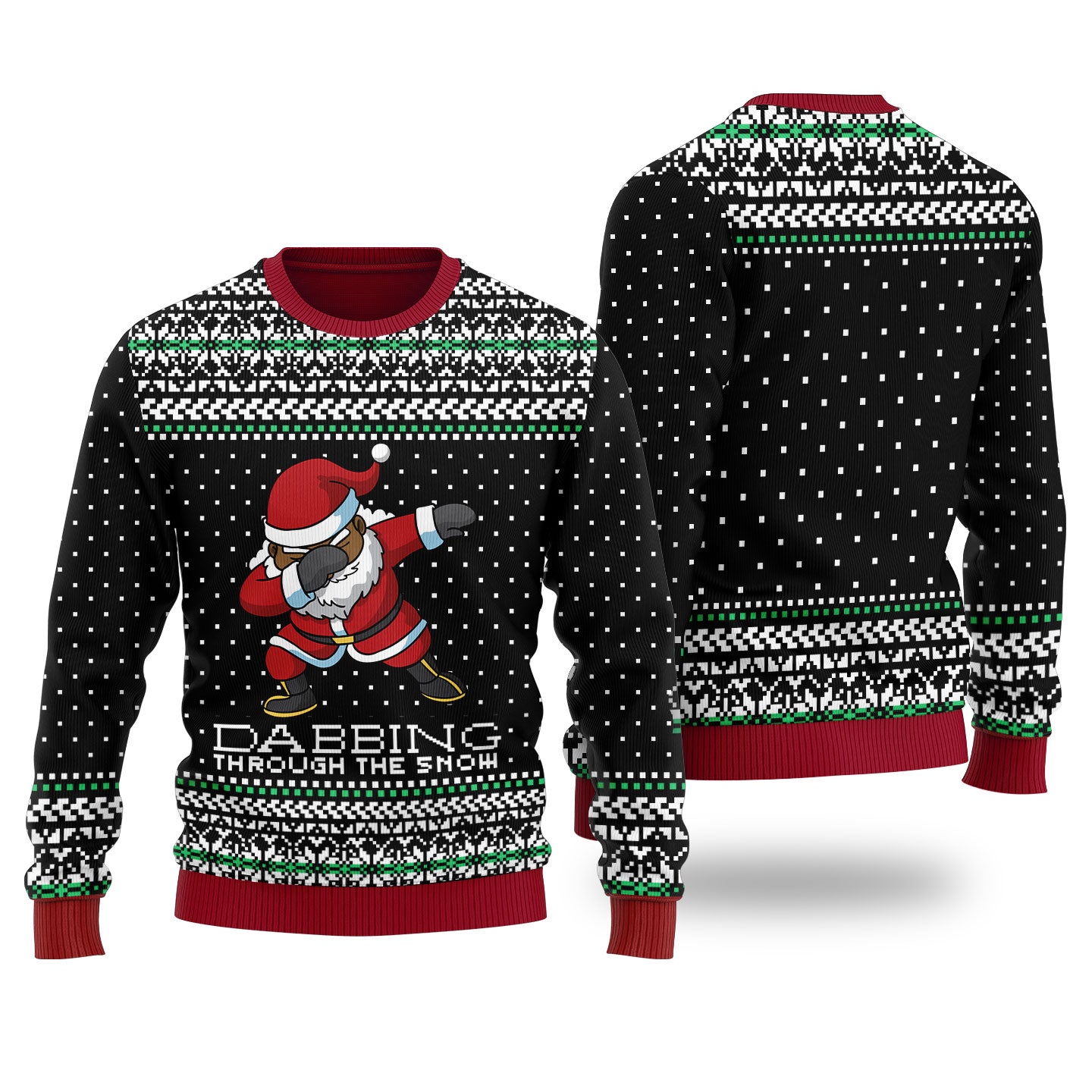 Black Santa Ugly Christmas Sweater Black