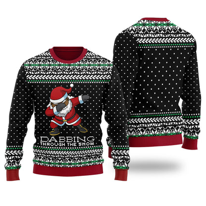 Black Santa Ugly Christmas Sweater Black