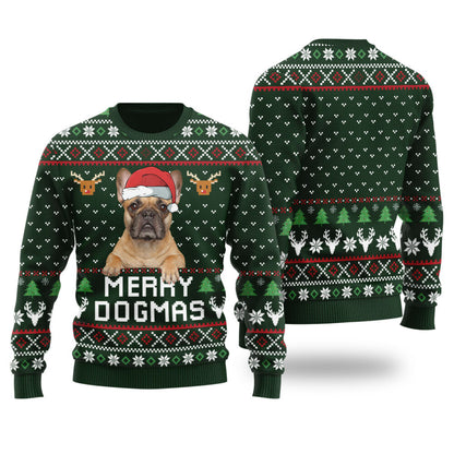 Merry Dogmas Custom Dog Christmas Sweater Forest Green - Funny Ugly Christmas Sweater