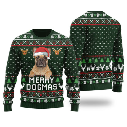 Merry Dogmas Custom Dog Christmas Sweater Forest Green - Funny Ugly Christmas Sweater