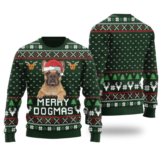 Merry Dogmas Custom Dog Christmas Sweater Forest Green - Funny Ugly Christmas Sweater