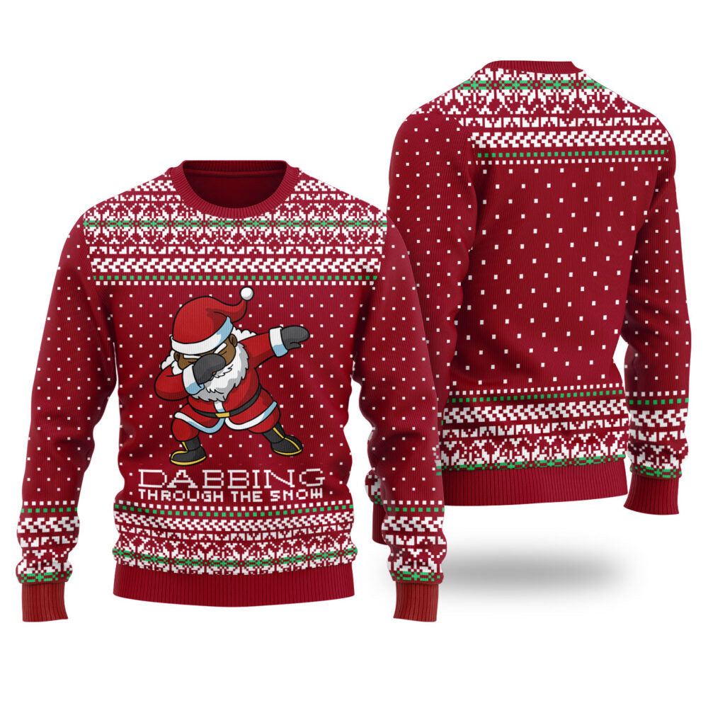 Black Santa Ugly Christmas Sweater Cardinal Red