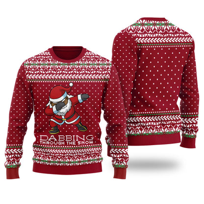 Black Santa Ugly Christmas Sweater Cardinal Red