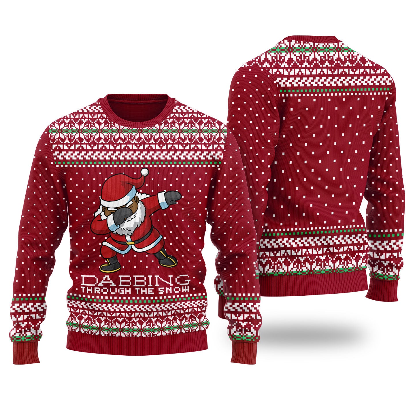 Black Santa Ugly Christmas Sweater Cardinal Red