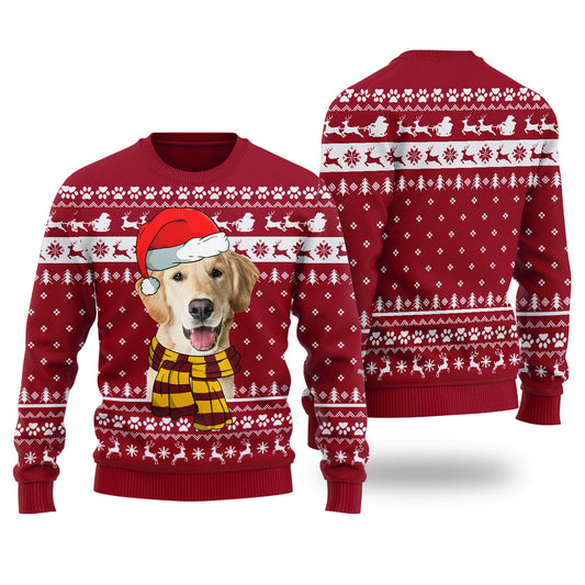 Cute Dog Custom Pet Christmas Sweater Cardinal Red - Funny Ugly Christmas Sweater