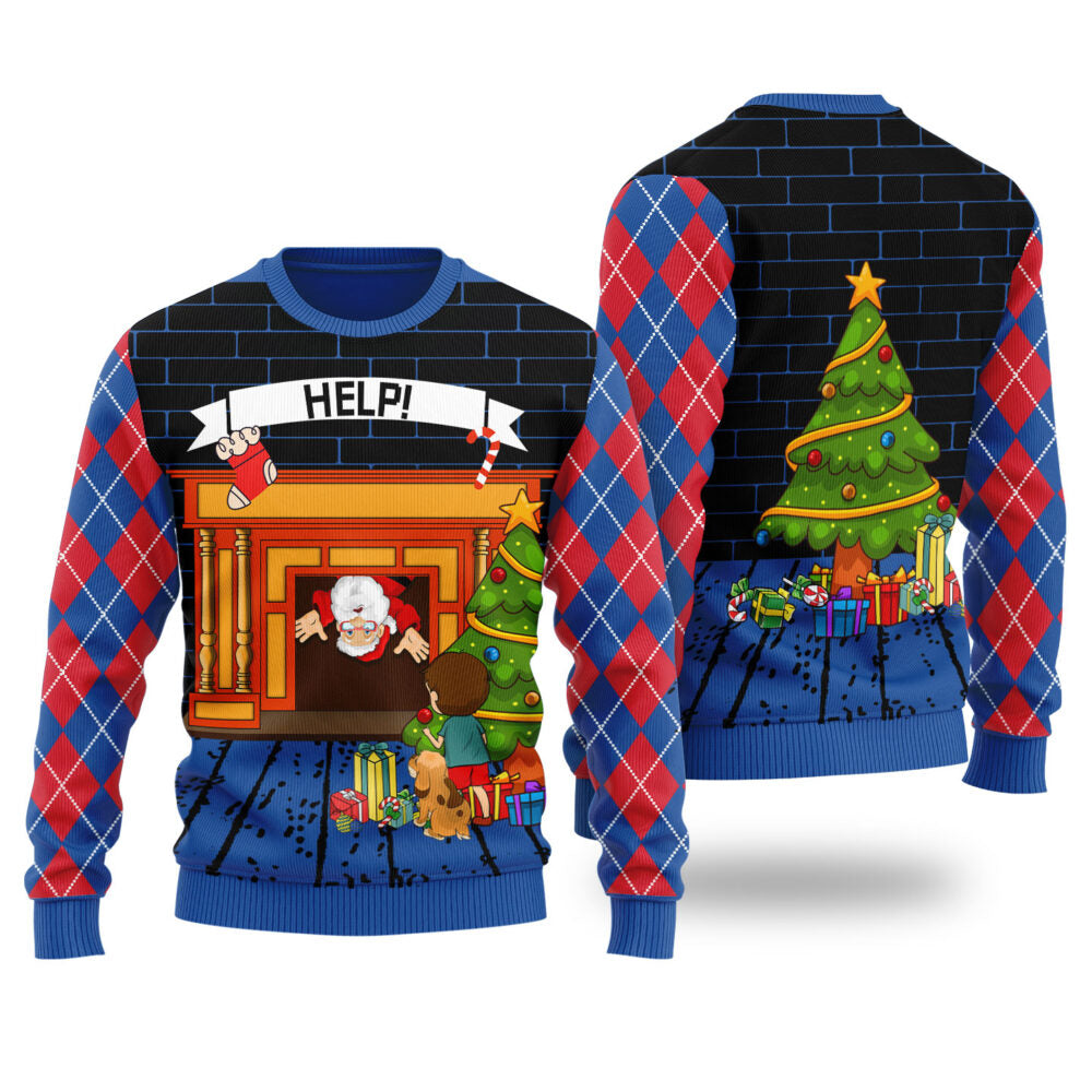 Stuck Santa Ugly Christmas Sweater Royal