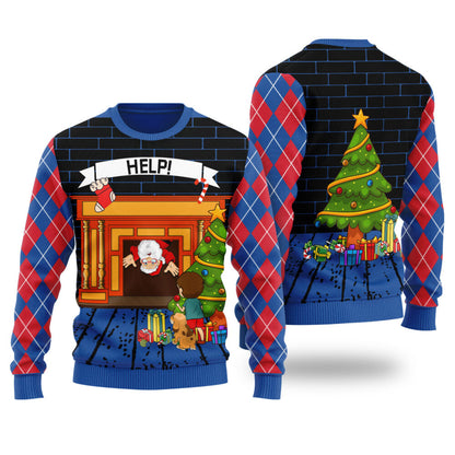 Stuck Santa Ugly Christmas Sweater Royal