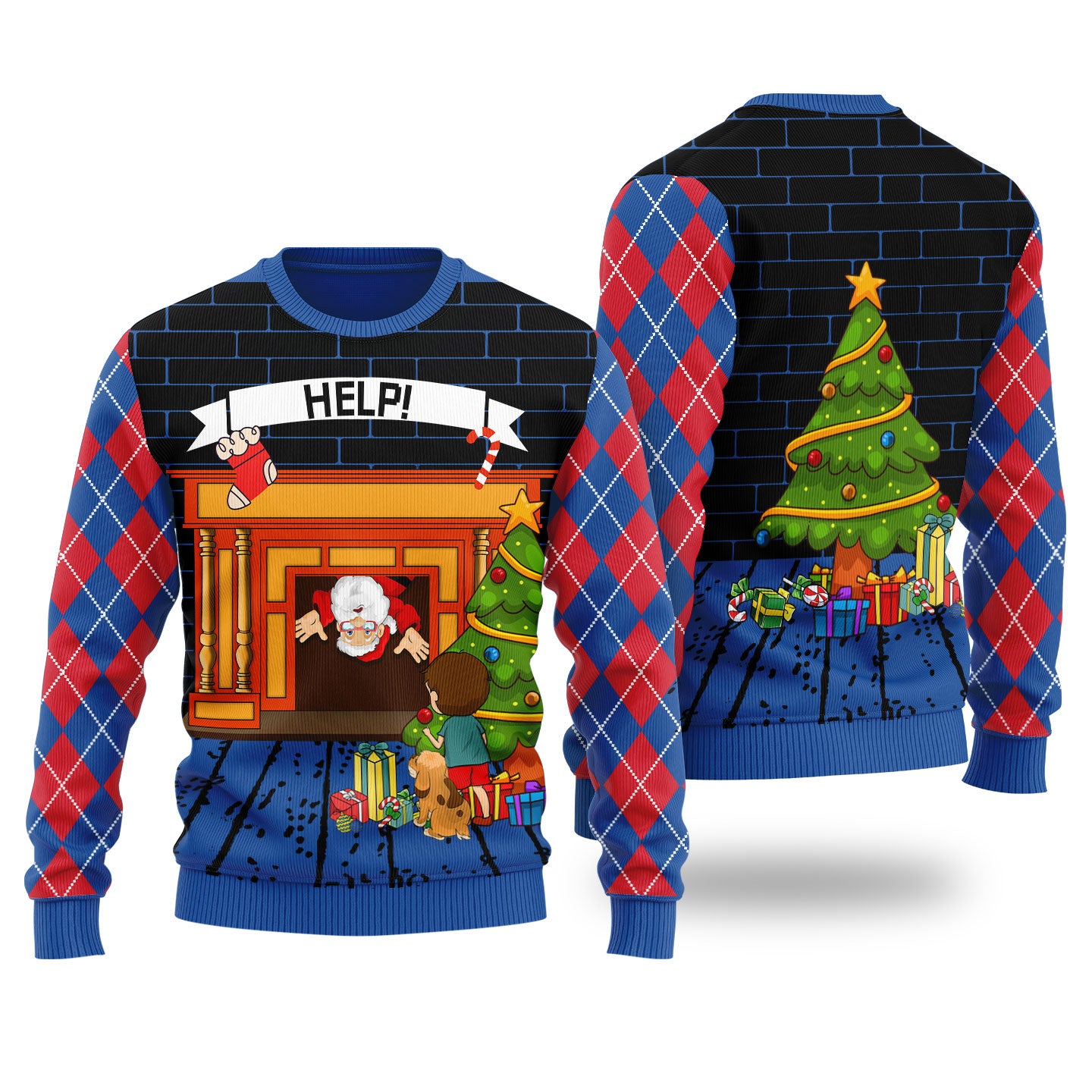 Stuck Santa Ugly Christmas Sweater Royal
