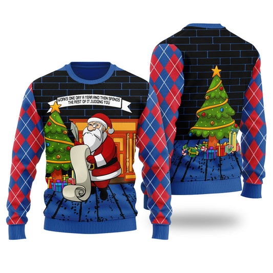 Judging Santa Ugly Christmas Sweater Royal