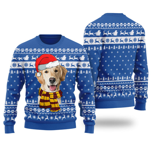 Cute Dog Custom Pet Christmas Sweater Royal - Funny Ugly Christmas Sweater