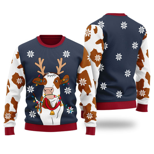 Cow Bell Ugly Christmas Sweater Navy
