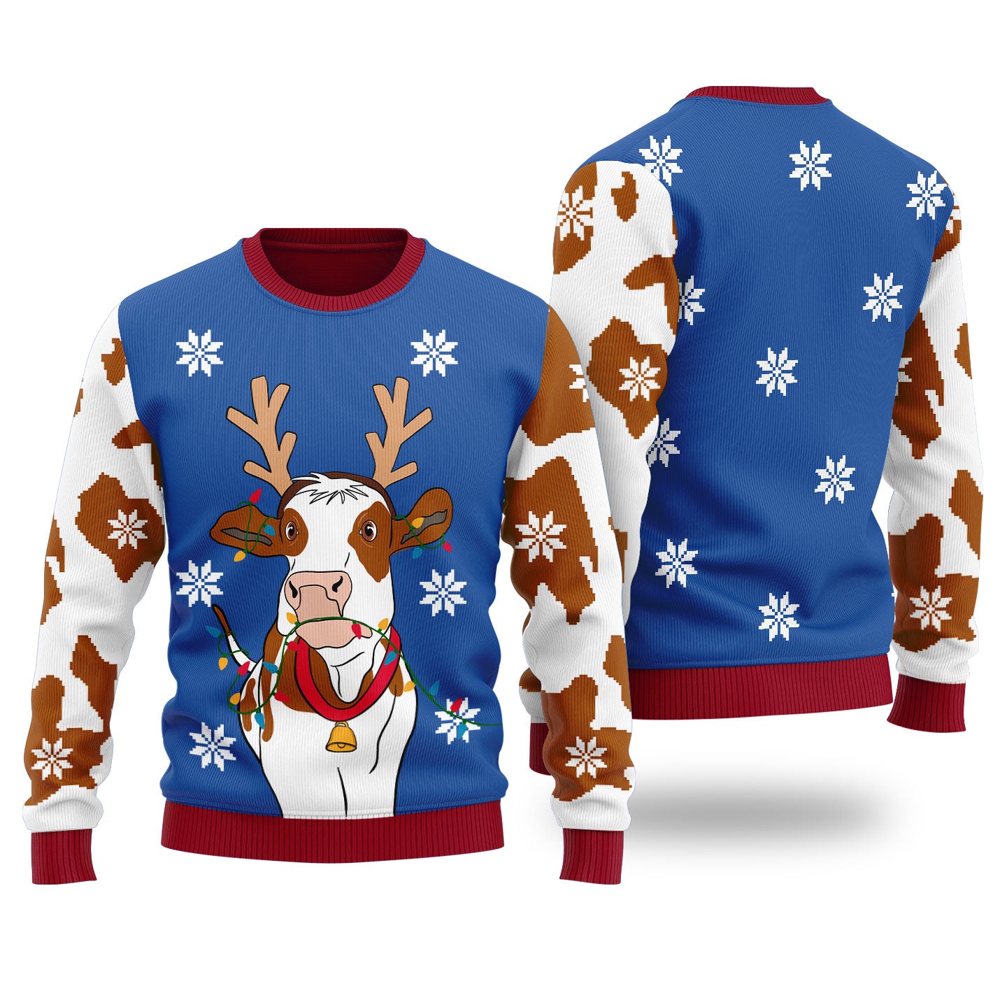 Cow Bell Ugly Christmas Sweater Royal