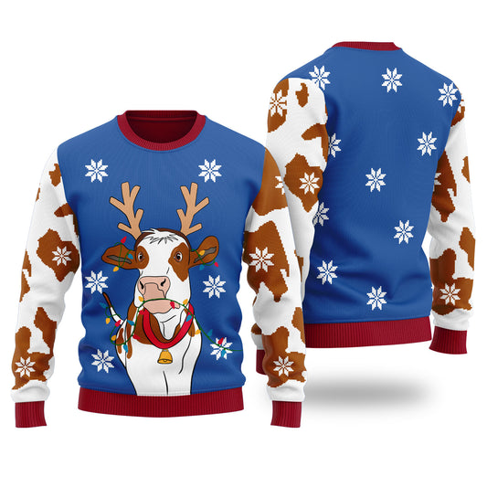 Cow Bell Ugly Christmas Sweater Royal