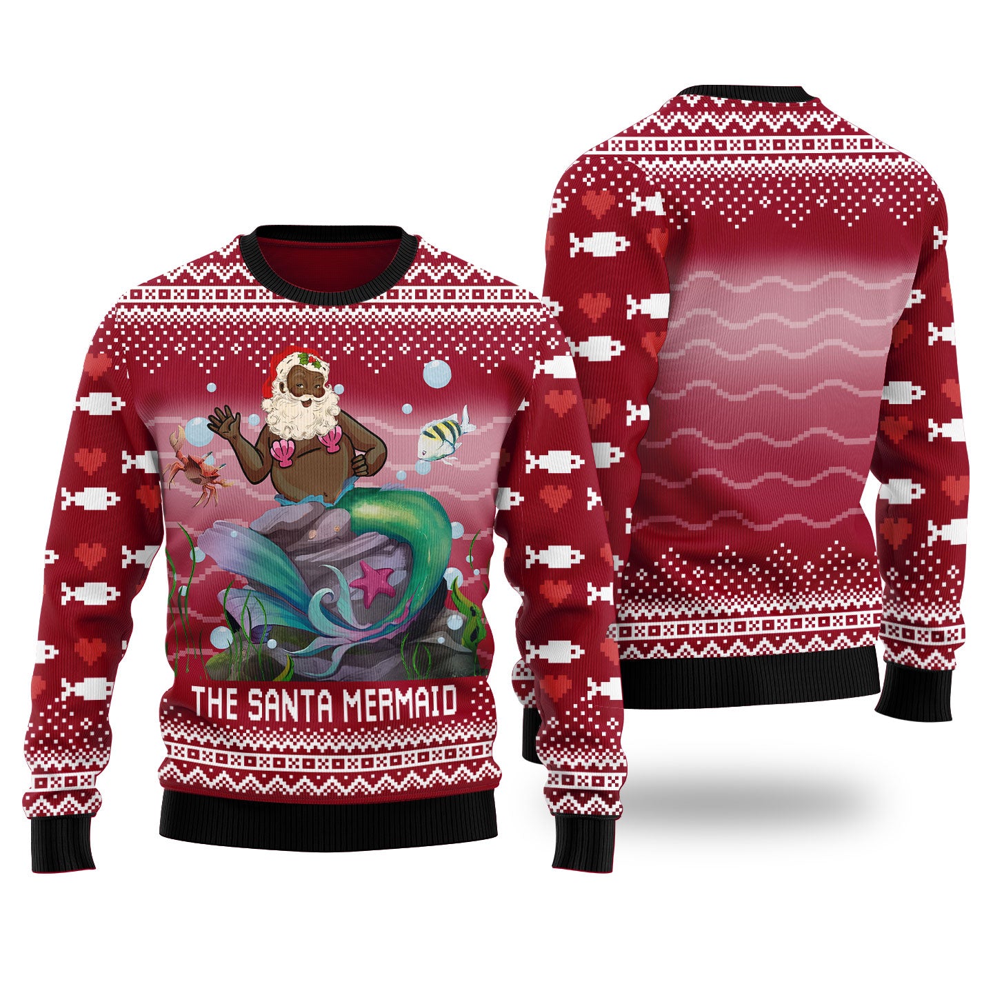 Funny Black Santa Mermaid Cardinal Red Ugly Christmas Sweaters
