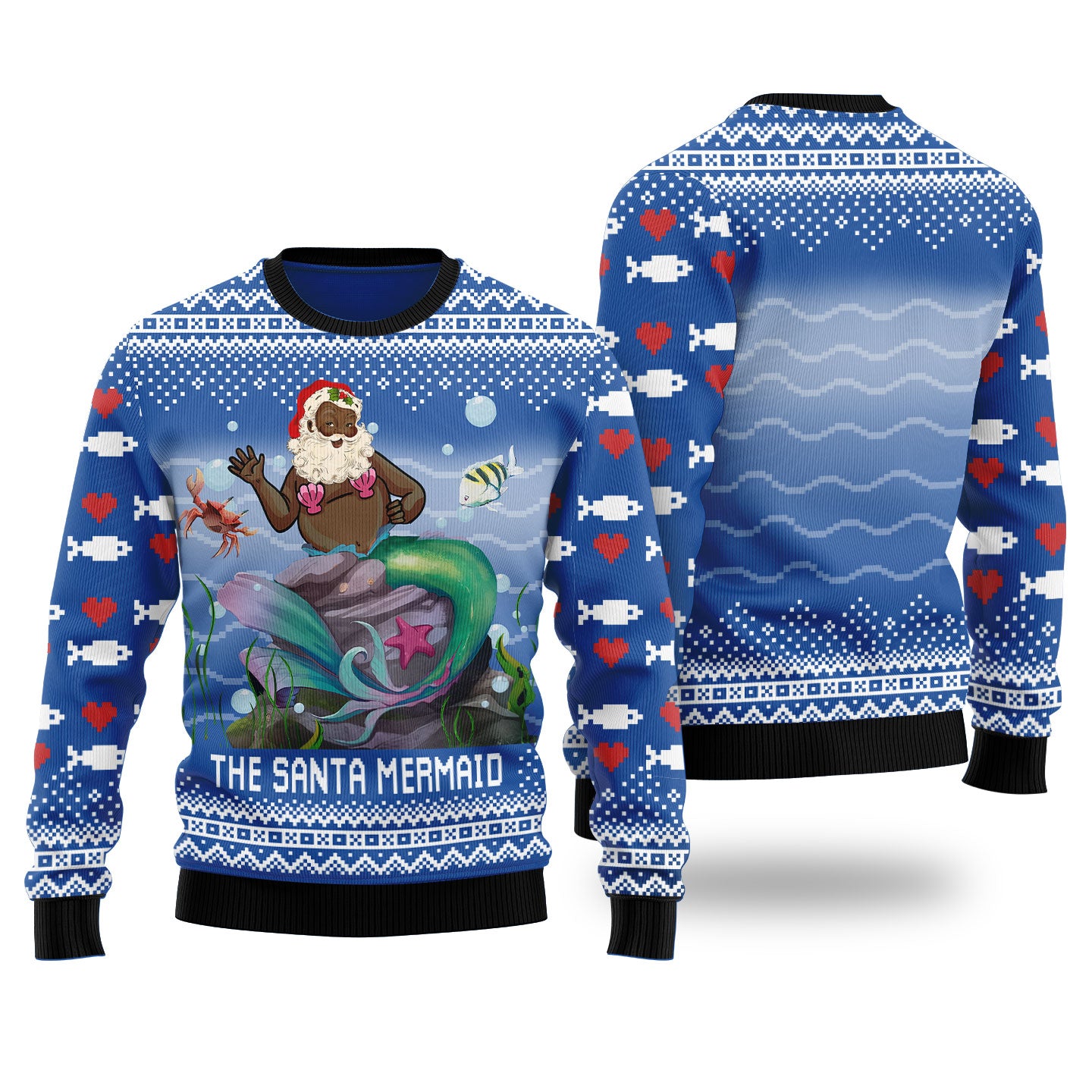 Funny Black Santa Mermaid Royal Ugly Christmas Sweaters