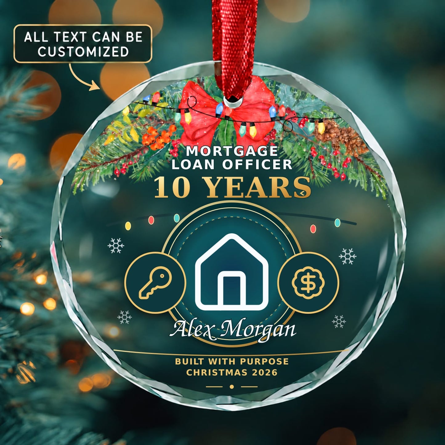 Mortgage Loan Officer Personalized Glass Ornament | 5To9Vibe