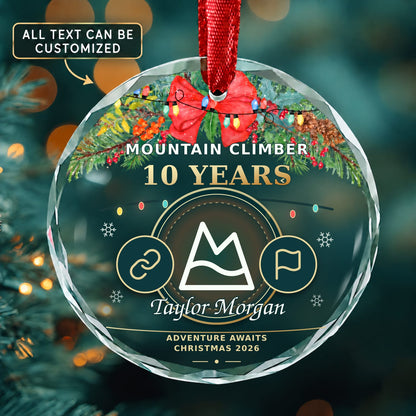 Mountain Climber Personalized Glass Ornament | 5To9Vibe