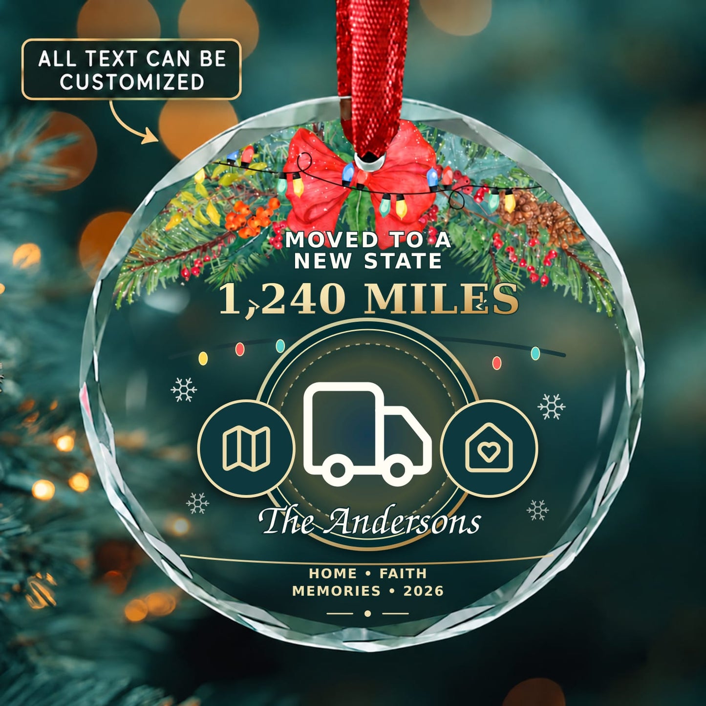Moved to a New State Personalized Glass Ornament | 5To9Vibe
