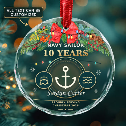 Navy Sailor Personalized Glass Ornament | 5To9Vibe