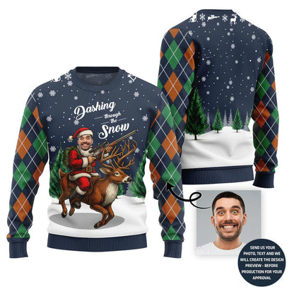 Dashing Through The Snow Custom Face Sweater