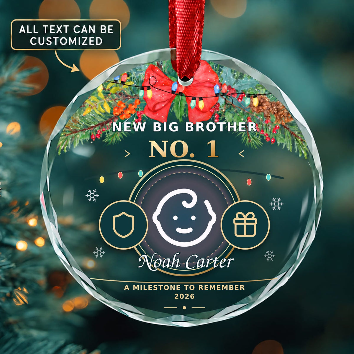 New Big Brother Personalized Glass Ornament | 5To9Vibe