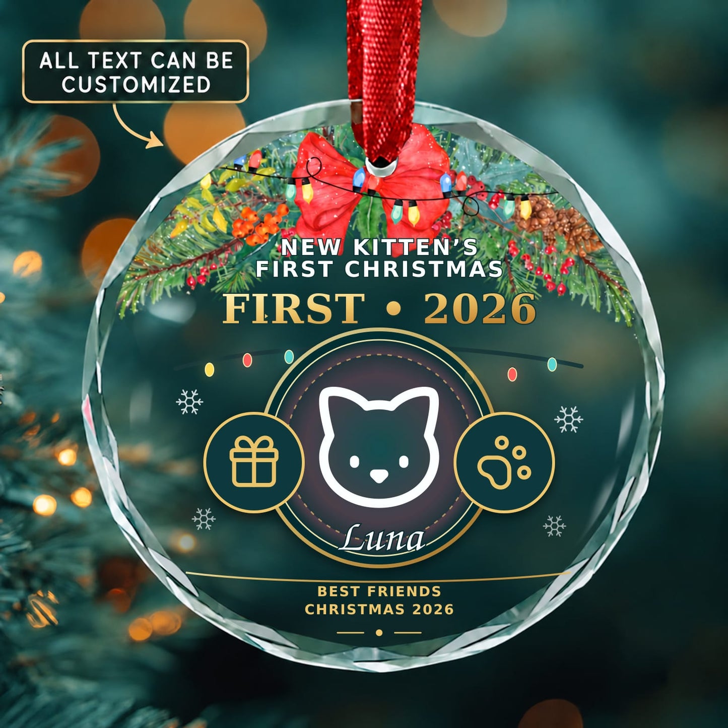 New Kittens First Christmas Personalized Glass Ornament | 5To9Vibe