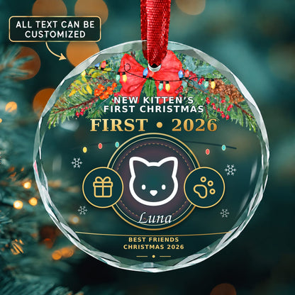 New Kittens First Christmas Personalized Glass Ornament | 5To9Vibe