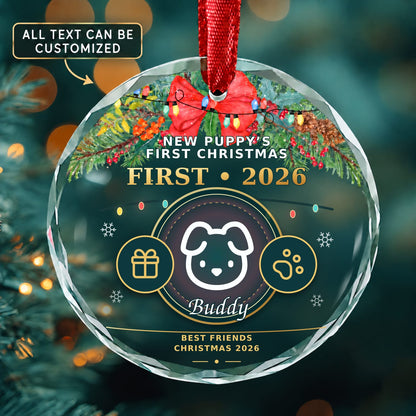 New Puppys First Christmas Personalized Glass Ornament | 5To9Vibe