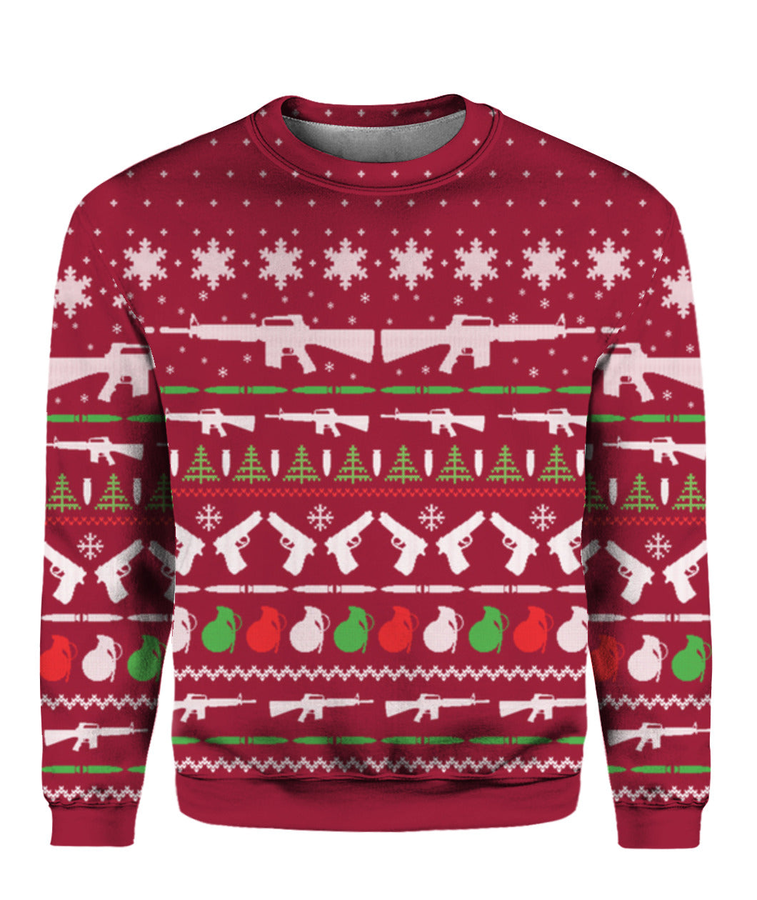 Gun Christmas Sweater Red - Funny Ugly Christmas Sweater