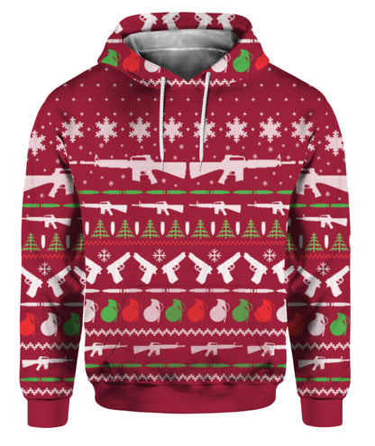 Gun Christmas Sweater Red - Funny Ugly Christmas Sweater