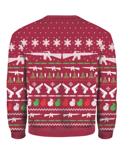 Gun Christmas Sweater Red - Funny Ugly Christmas Sweater