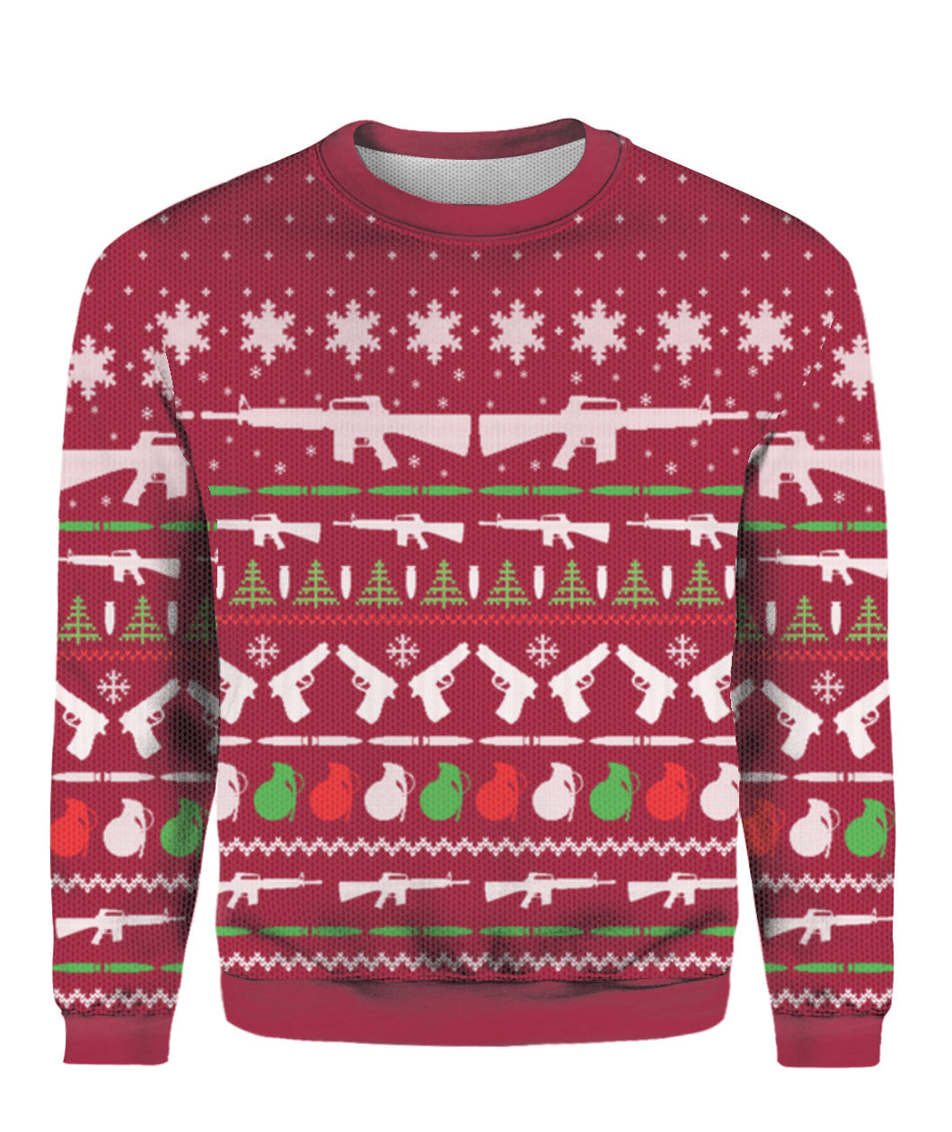 Gun Christmas Sweater Red - Funny Ugly Christmas Sweater