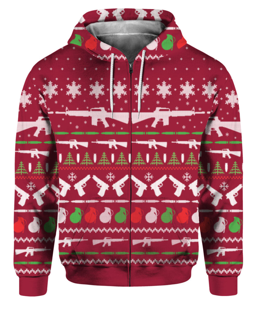 Gun Christmas Sweater Red - Funny Ugly Christmas Sweater