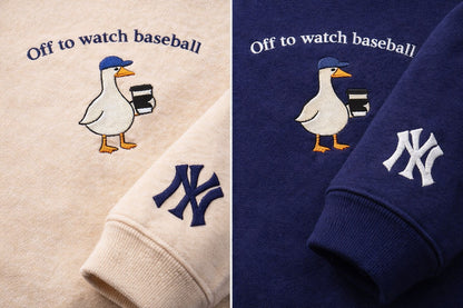 Off to watch Baseball Embroidered Logo Premium Quarter Zip Sweatshirt, Unisex Football Sweatshirt