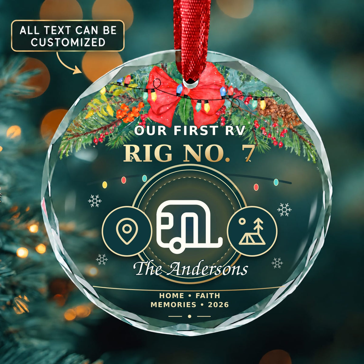 Our First Rv Personalized Glass Ornament | 5To9Vibe