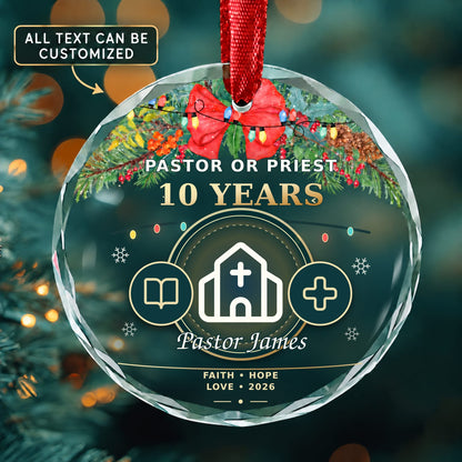 Pastor or Priest Personalized Glass Ornament | 5To9Vibe