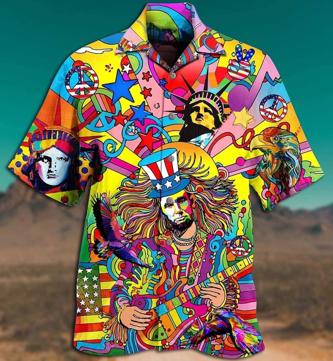 Hippie America Colorfull Style - Hawaiian Shirt 
