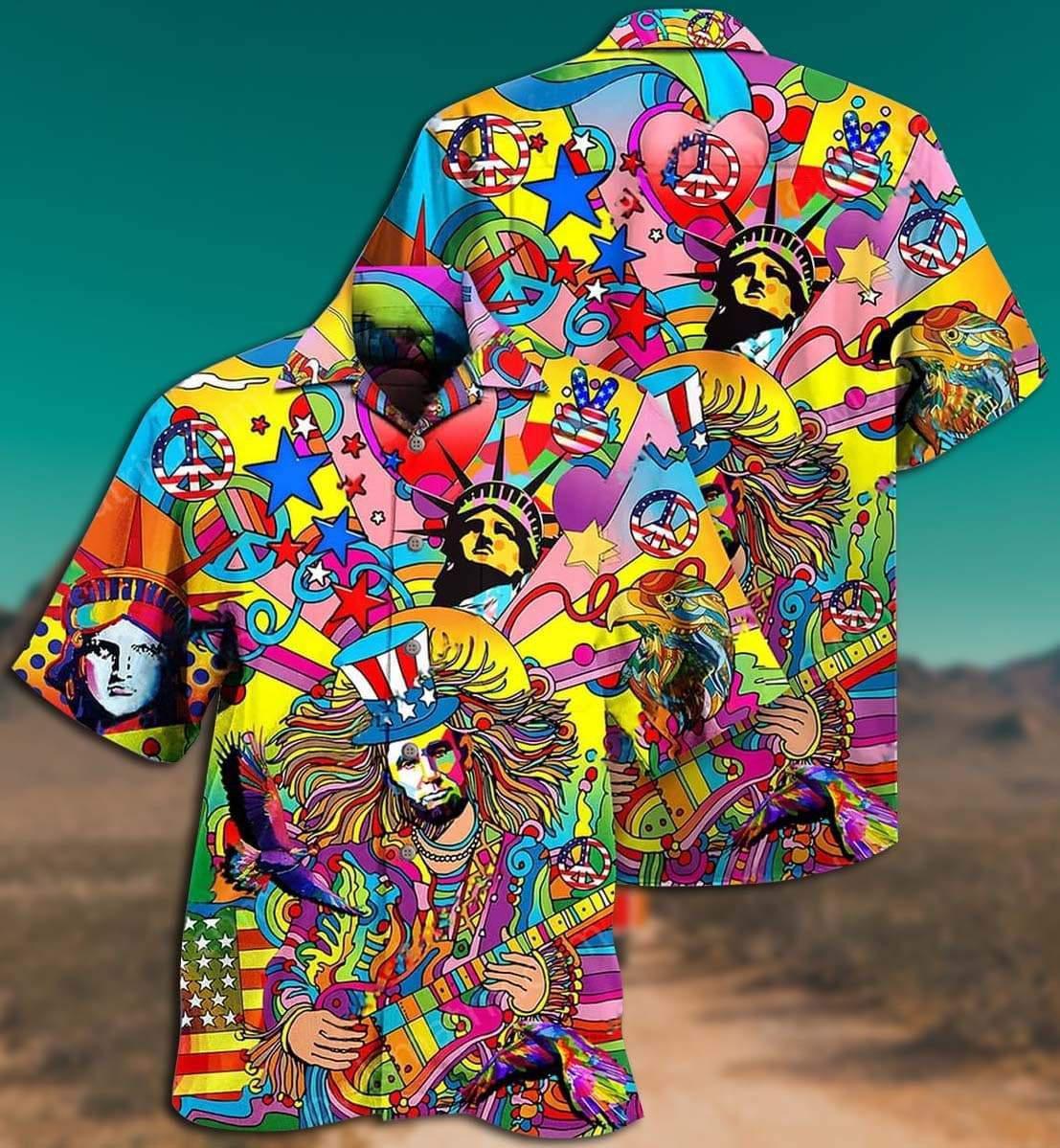 Hippie America Colorfull Style - Hawaiian Shirt 
